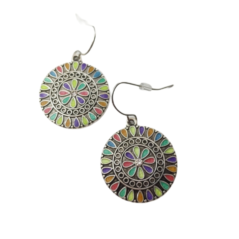 Round Detailed Dangle Coin Earrings